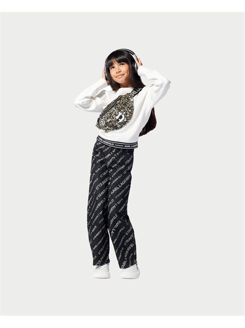 Pantaloni bambina Karl Lagerfeld con logo all-over KARL LAGERFELD | Z30450Z20